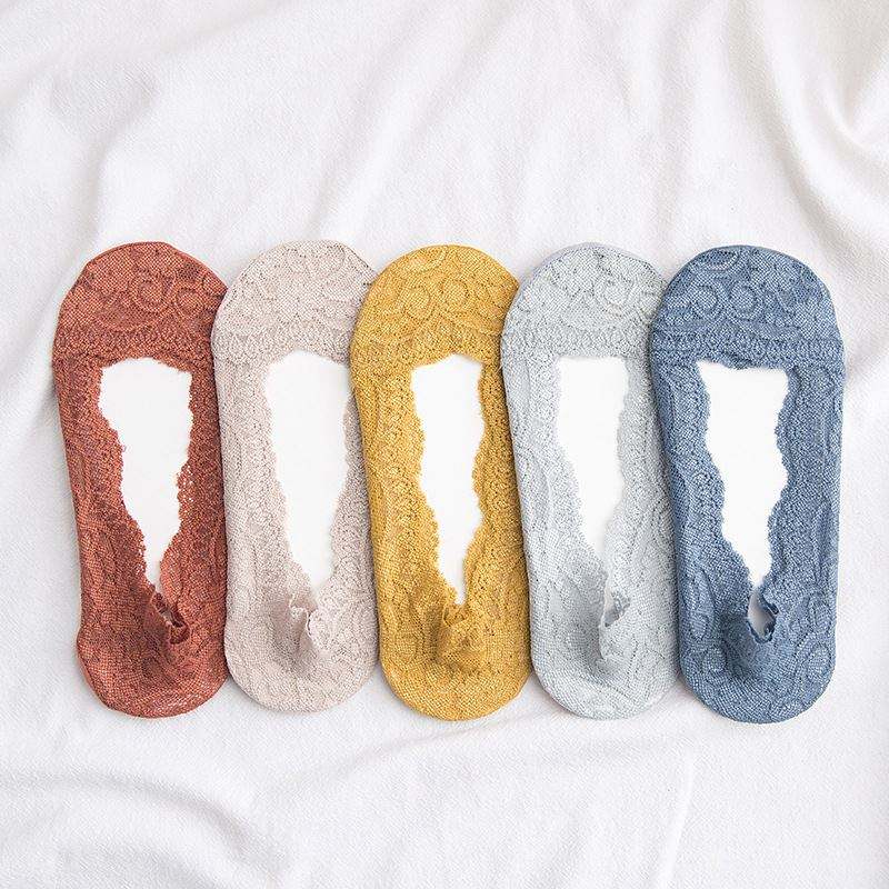Tynde sokker lavt mund åndbar silikone antiskid blonder usynlige bådsokker Kvinders sokker