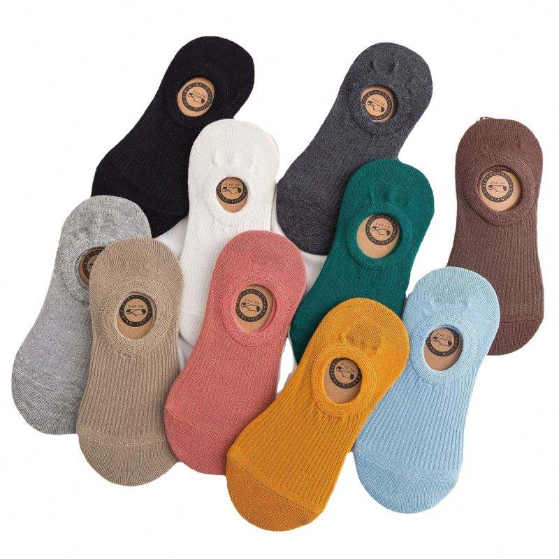 Engros kvinder usynlige sokk Fast farve bomuld åndbare sokker